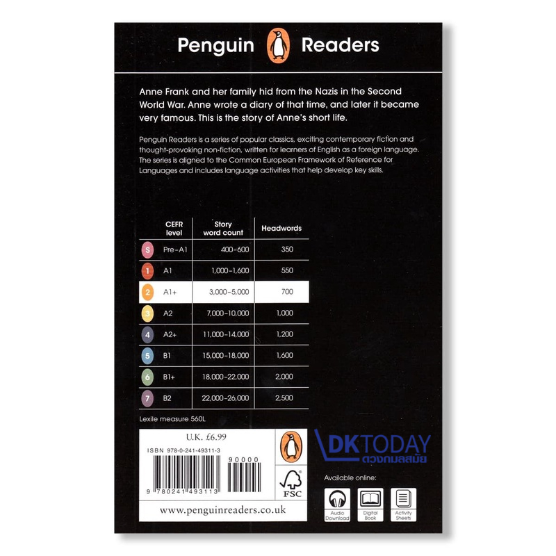 dktoday-หนังสือ-penguin-readers-2-anne-frank-book-ebook