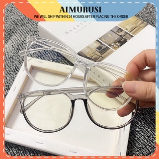(AIMURUSI) แว่นตาพลาสติกใส ทรงกลม ป้องกันแสงสีฟ้า สําหรับเล่นเกมคอมพิวเตอร์