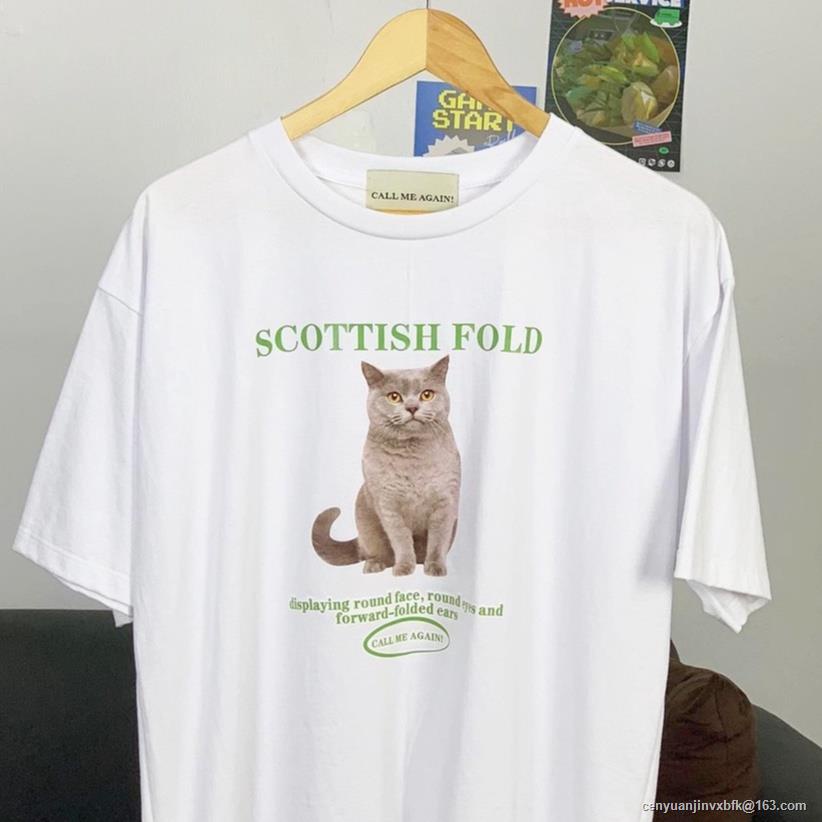 เสื้อยืดผ้าฝ้ายพิมพ์ลายคลาสสิก-morning-most-เสื้อยืด-oversize-ลายน้องแมว-scottish-fold-ผ้าหนา-ovs-cma-oversize-sml