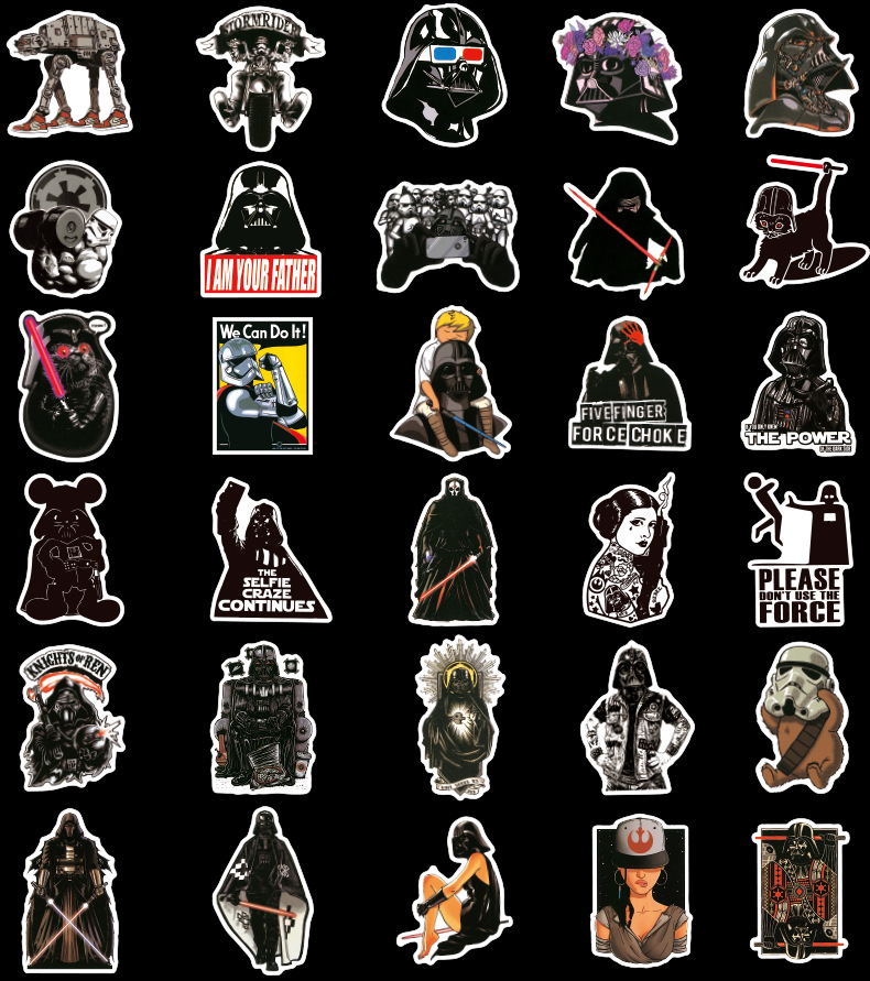 สติ๊กเกอร์พีวีซี-star-wars-darth-vader-stormtrooper-กันน้ํา-100-ชิ้น