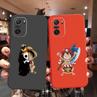 เคสโทรศัพท์มือถือ ขอบสี่เหลี่ยม ลายลูฟี่ One Piece สําหรับ Xiaomi Redmi Note 10 Pro 9S 9A POCO X3 NFC M3 Pro 5G