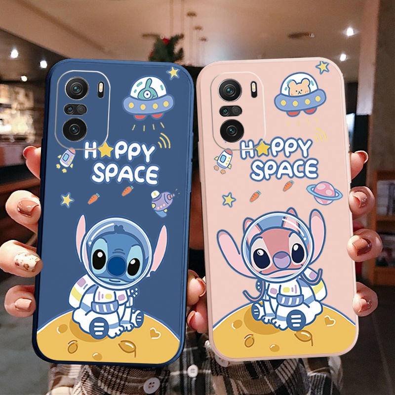 เคสโทรศัพท์มือถือ-ขอบสี่เหลี่ยม-ลายนักบินอวกาศ-นักบินอวกาศ-happy-space-stitch-สําหรับ-xiaomi-redmi-note-10-pro-9s-9a-poco-x3-nfc-m3-pro-5g