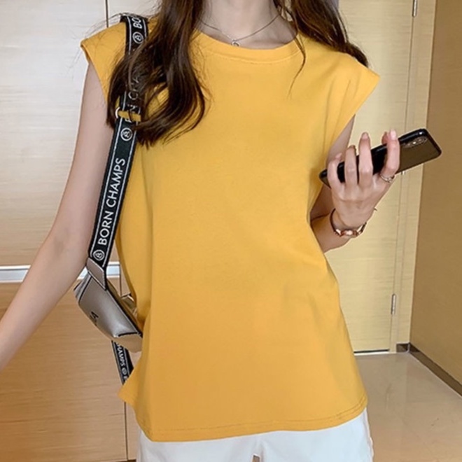 ภาพสินค้าเสื้อแขนกุดผู้หญิงน่ารัก เสื้อยืดOversizeสไตล์เกาหลี ทันสมัยไม่เสริมไหล่ จากร้าน mengjimao บน Shopee ภาพที่ 2