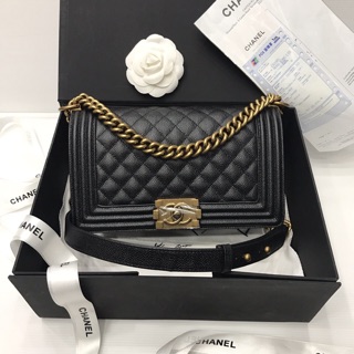 พร้อมส่ง chanel boy medium 10" caviar leather hi-end 1:1