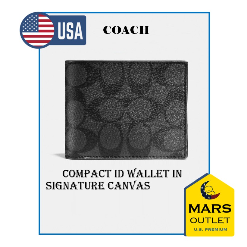 COACH Compact Id Wallet In Signature Canvas Shopee Thailand