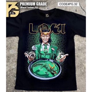 เสื้อยืดโอเวอร์ไซส์Pg32 เสื้อยืด ผ้าฝ้าย พิมพ์ลาย LOKI GOD OF MISCHIEF MARVEL UNIVERSE AVENGERS HERO MOVIE EDITION สีดํา