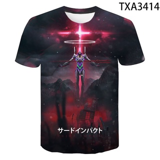 เสื้อยืดแขนสั้นลําลอง พิมพ์ลาย Nerv Evangelion 3 มิติ สไตล์สตรีท แฟชั่นสําหรับผู้ชาย และผู้หญิง