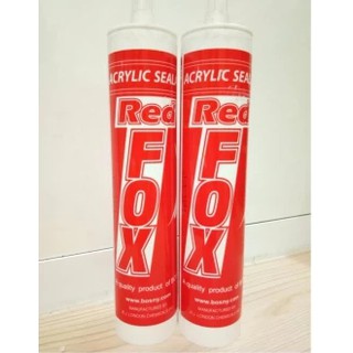 Red Fox กาวซิลิโคนอะครีลิค ทาสีทับได้ เป็นวัสดุยาแนวกันน้ำเกรดพิเศษใช้อุดรอยต่อ สีเทา (2หลอด)
