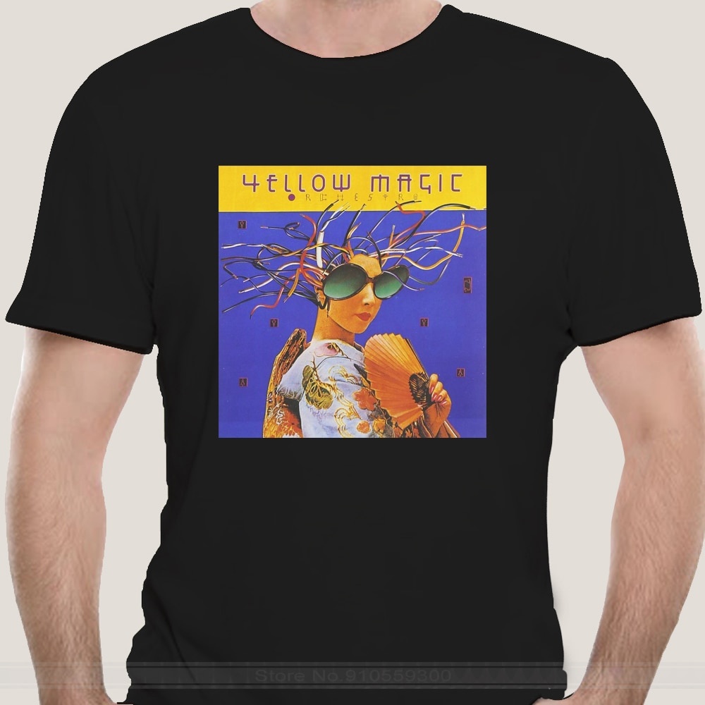 s-5xl-เสื้อยืด-พิมพ์ลาย-yellow-magic-orchestra-ymo-สีเหลือง-สไตล์ญี่ปุ่น