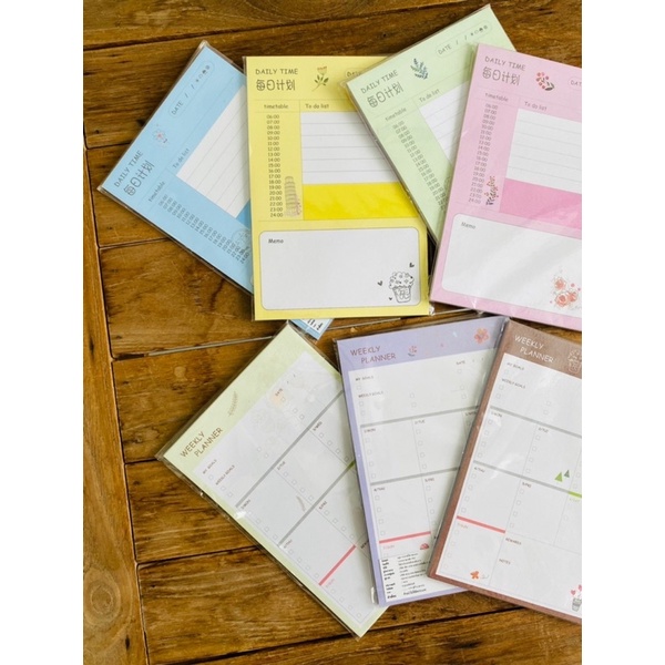 พร้อมส่ง-แพลนเนอร์-daily-planner-weekly-planner-1-แพ็ค-40-แผ่น-มี-2-สี-กระดาษโน๊ต