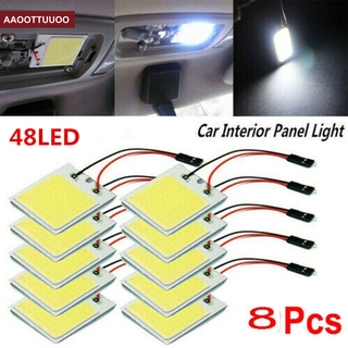 8X 48SMD COB แผงไฟ LED สีขาว T10 แผงไฟ 12V สําหรับติดตกแต่งภายในรถยนต์ DO