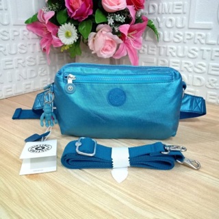 🌟 Kipling รุ่น Halima convertible waist pack crossbody bag กระเป๋า collection ใหม่จาก Kipling รุ่น Halima  สีฟ้า