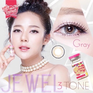 Jewel 3 Tone Gray (1)(2) Kitty Kawaii สีเทา เทา ทรีโทน เซ็กซี่ mini Jewel3tone ค่าอมน้ำสูง Contact Lens คอนแทคเลนส์
