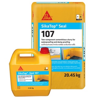 ซีเมนต์กันซึม SIKA TOPSEAL107 (A+B) 25 กิโลกรัม เคมีภัณฑ์ก่อสร้าง วัสดุก่อสร้าง CEMENT ใช้งานง่าย ใช้แปรง หรือเกรียงฉาบ