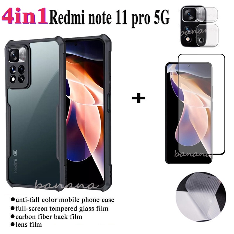 4in1 เคสกันกระแทก Redmi note 11 pro/10pro/11s ฟิล์มกระจกนิรภัยและผิว ...