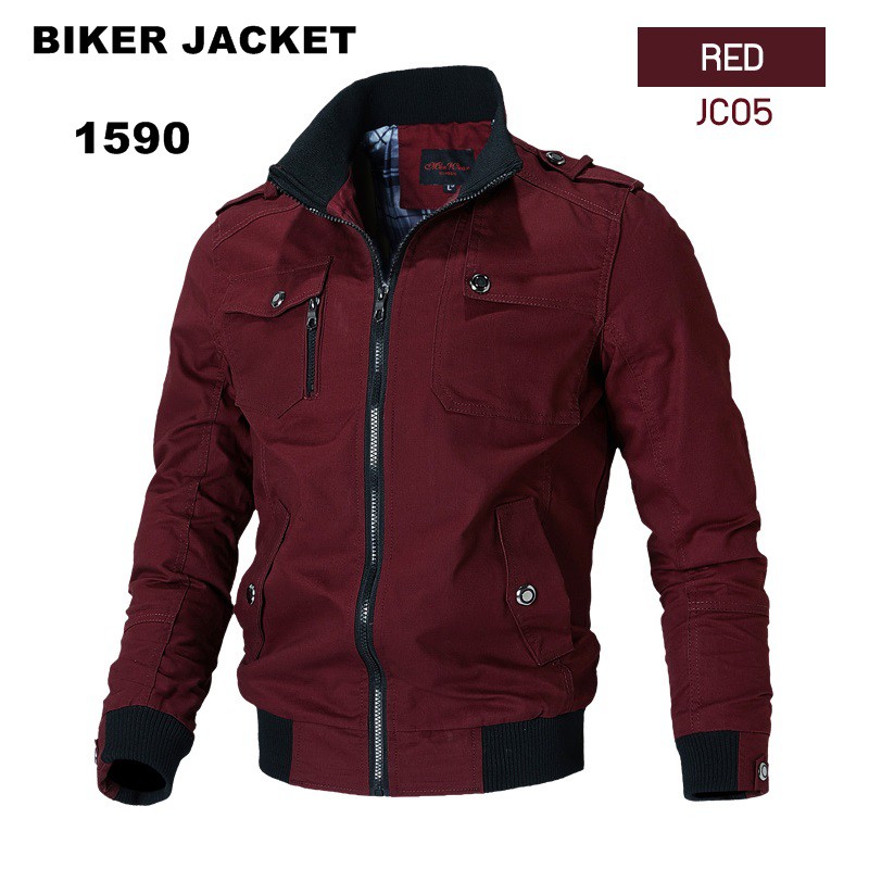 biker-jacket-เสื้อ-jacket-สำหรับ-ขี่มอเตอร์ไซค์ผ้าหนาสวยเท่ห์-สบายไม่ร้อน-ไม่เป็นขุย-เท่ห์ขั้นสุด-คุณภาพเยี่ยม-สีแดง