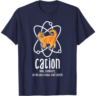 เสื้อยืดโอเวอร์ไซส์เสื้อยืด พิมพ์ลายแมวฟิสิกส์ Nerd Joke Cathode Ion สําหรับผู้ชายS-4XL