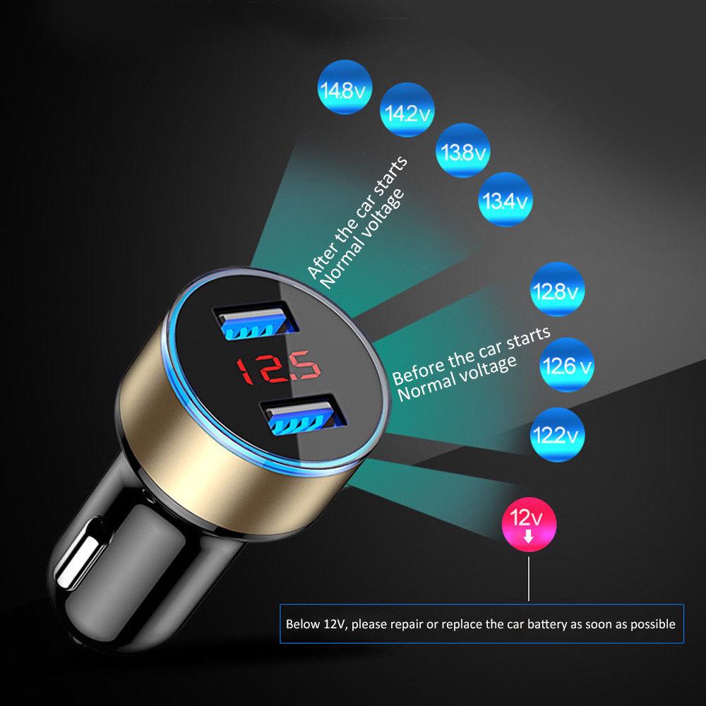 dual usb 3 . 1 a อุปกรณ์ชาร์จแบต 3 . 0 มีไฟ led สําหรับติดรถยนต์ dc 12v/24v