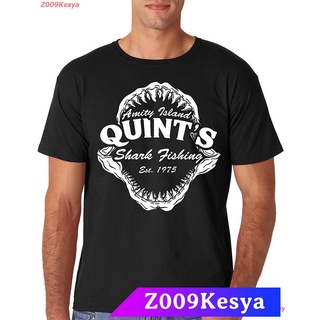 เสื้อยืดผ้าฝ้ายพิมพ์ลายขายดี Z009Kesya เสื้อยืดผู้ชาย AW Fashions Quints Shark Fishing Amity Island Jaws Funny 70s Mov