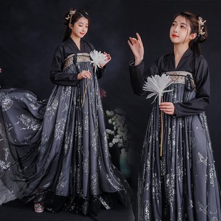 🔥Hot sale~ "Ink Language" ของแท้ Hanfu ผู้หญิงหน้าอกและหน้าอกกระโปรงปั๊มร้อน 2 ชิ้นชุดนักเรียนฤดูร้อนเครื่องแต่งกายที่ไ