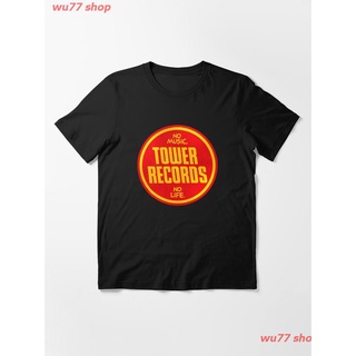 2022 Tower Records Vintage Essential T-Shirt เสื้อยืด ดพิมพ์ลาย ดผ้าเด้ง คอกลม cotton ความนิยม discount Unisex