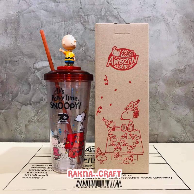 แก้ว Café Amazon x SNOOPY แก้ว 2 ชั้น ขนาด 22 ออนซ์ Shopee Thailand