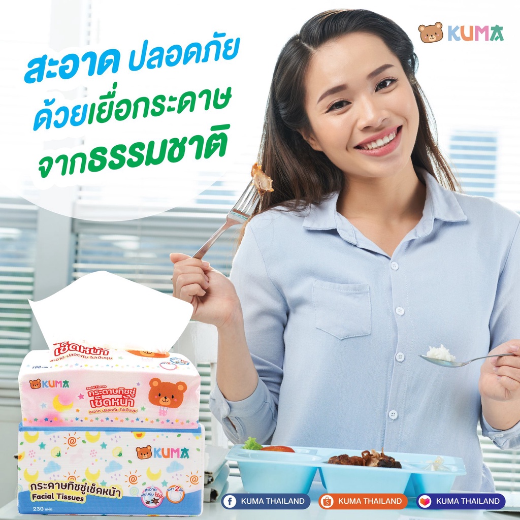 กระดาษทิชชู่-เช็ดหน้า-kuma-168แผ่น-5ห่อ-กระดาษเช็ดหน้า-ราคาถูก-จัดส่งไว