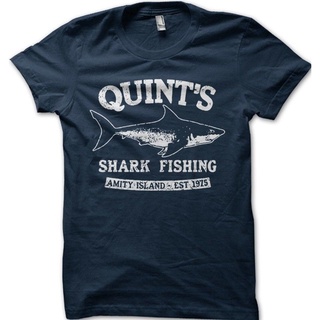 เสื้อยืดผ้าฝ้ายพิมพ์ลายขายดี ปลาฉลามตกปลา Jaws Amity Island 1975 เสื้อยืดลายพระบุรุษ ntn8