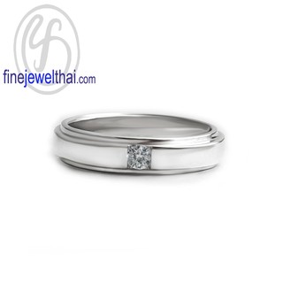 Finejewelthai แหวน-แหวนเพชร-แหวนเงินแท้-Minimal-Diamond-CZ-Silver-Ring - R1417cz (สามารถเลือกสีตัวเรือนได้)