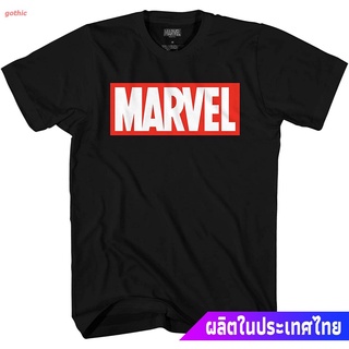 เสื้อยืดผู้ชายและผู้หญิง Marvel Mens Comics Simple Classic Logo T-Shirt Mens Womens T-shirts+)I