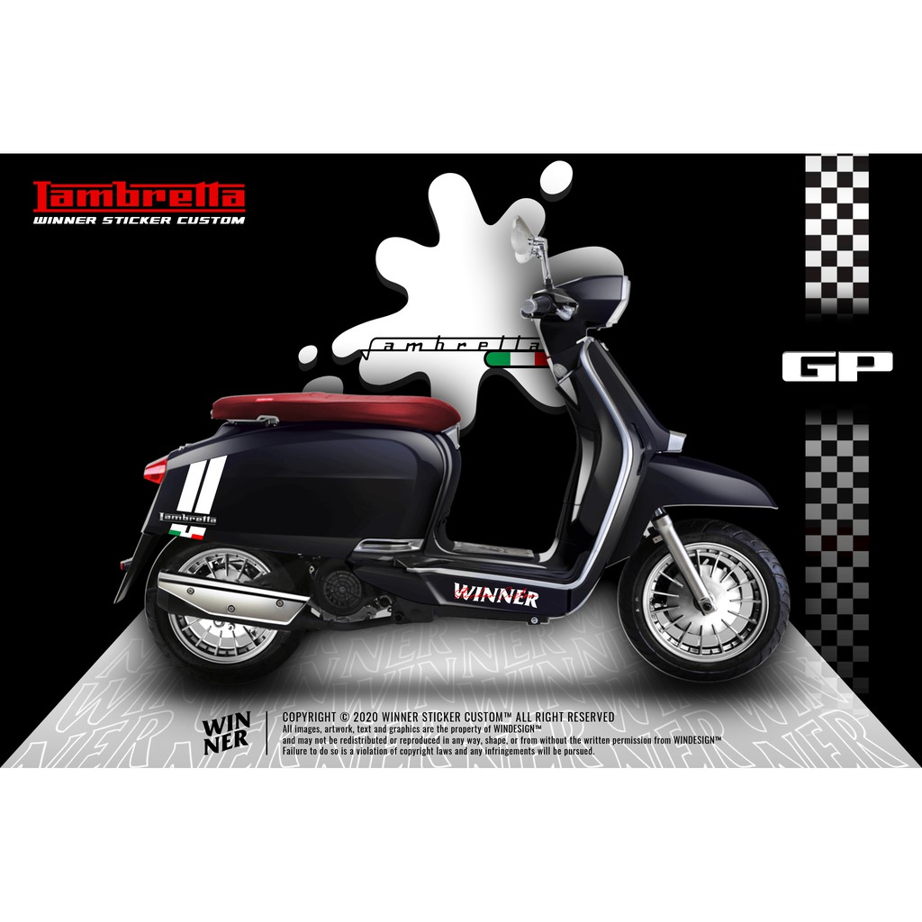 ราคาและรีวิวสติ๊กเกอร์ Sticker Lambretta ฝาข้างลายเส้นคู่ GP