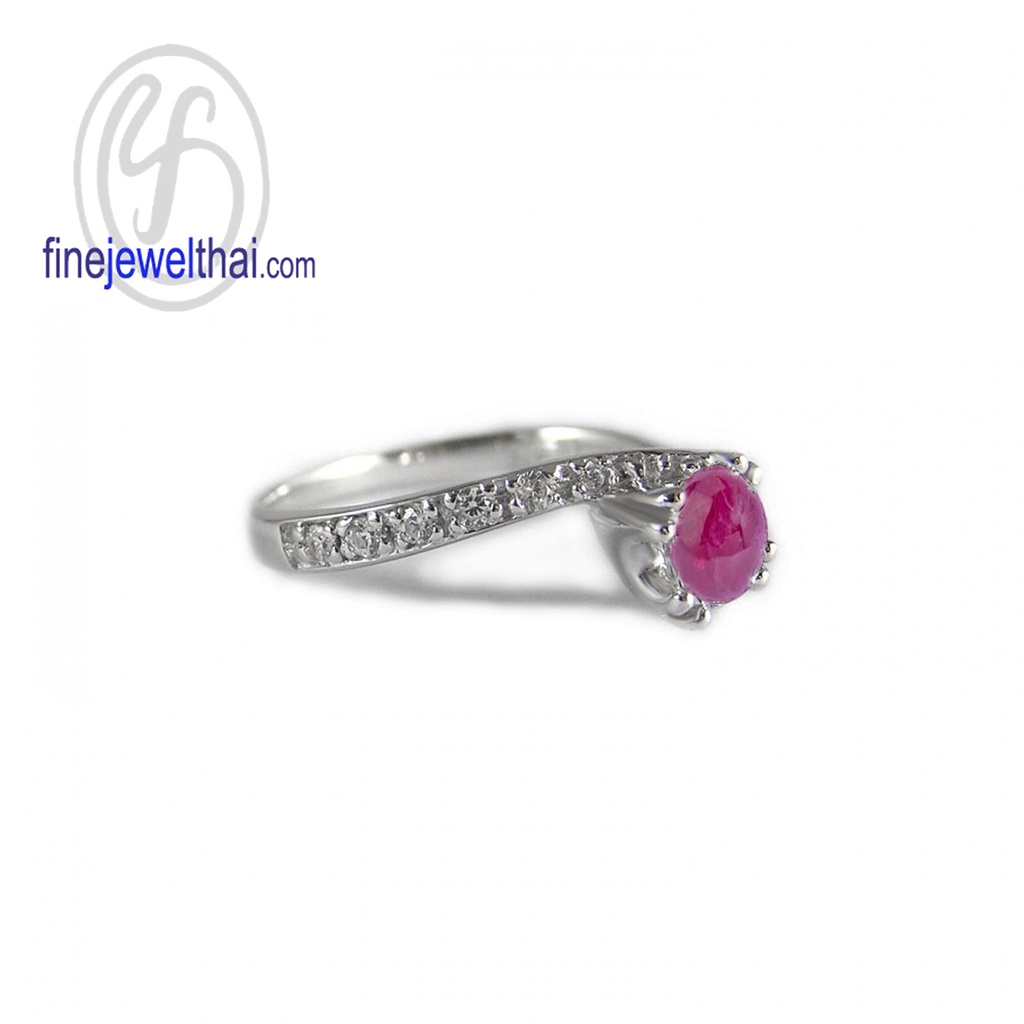 finejewelthai-แหวนทับทิม-ทับทิม-แหวนเพชร-แหวนเงินแท้-พลอยประจำเดือนเกิด-ruby-diamond-cz-silver-ring-birthstone-r1286rb