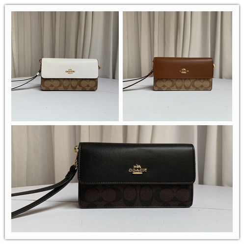 พร้อมส่ง-แท้-100-new-coach-กระเป๋าสตางค์-รุ่น-foldover-wristlet-in-signature-canvas-coach-f78229