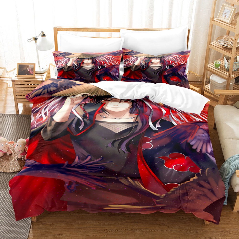 ชุดเครื่องนอน-ผ้านวม-ลายการ์ตูนนารูโตะ-akatsuki-uchiha-itachi-แบบสร้างสรรค์-สองขนาด