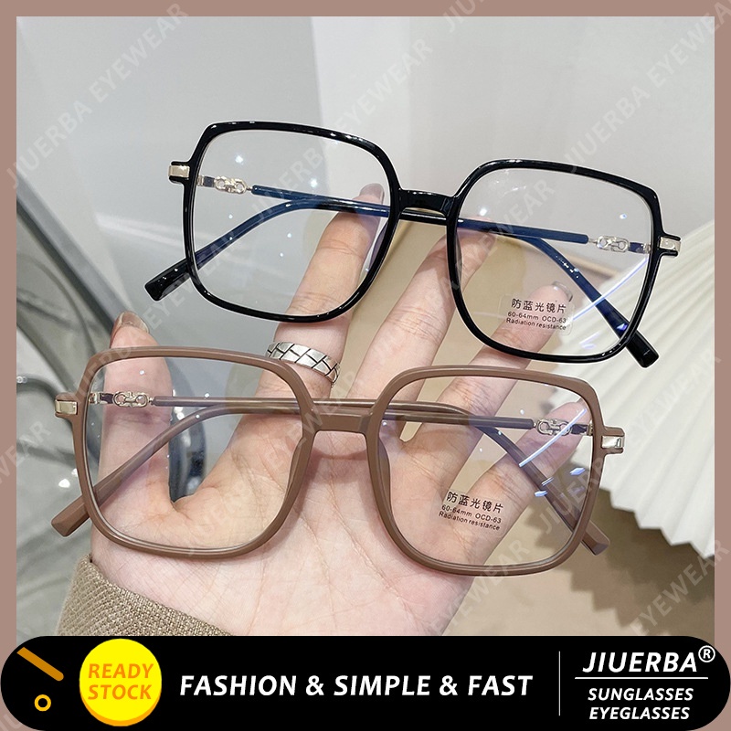 ภาพหน้าปกสินค้า(JIUERBA)COD แว่นตากรอบสี่เหลี่ยมแฟชั่นสไตล์เกาหลีสำหรับผู้หญิงป้องกันรังสีแว่นตาคอมพิวเตอร์ จากร้าน jiuerba.th บน Shopee