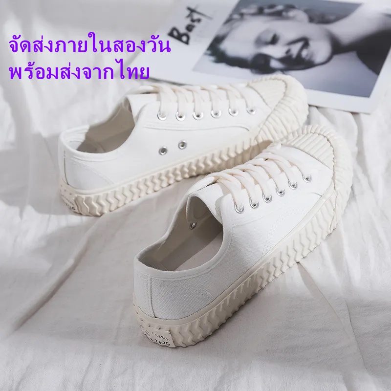รูปภาพสินค้าแรกของBiscuit Canvas Shoes ۞ รองเท้าผ้าใบบิสกิตสตรีฤดูใบไม้ผลิและฤดูร้อนปีรองเท้าอินเทรนด์ใหม่เกาหลีรุ่น ulzzang wild