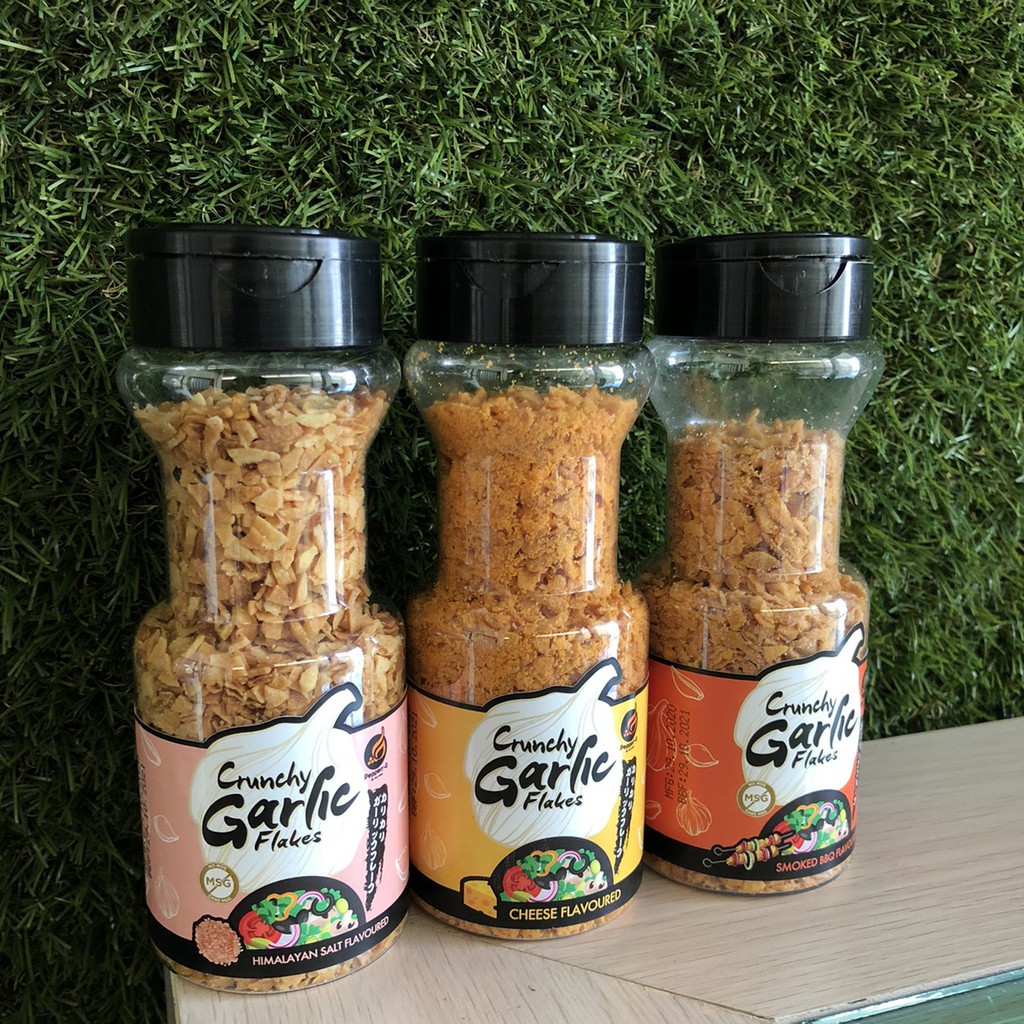 garlic-flake-กระเทียมเฟลคปรุงรส-ขนาด-80-กรัม-รสบาบีคิว-smoked-bbq-flavoured-กระเทียมอบกรอบ-โรยสลัด