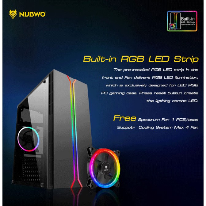 ภาพสินค้าCASE (เคสเกมมิ่ง) NUBWO HORIZON NPC-320 Gaming Case ไฟ RGB สวยๆ NPC320 จากร้าน hardware_corner บน Shopee ภาพที่ 4