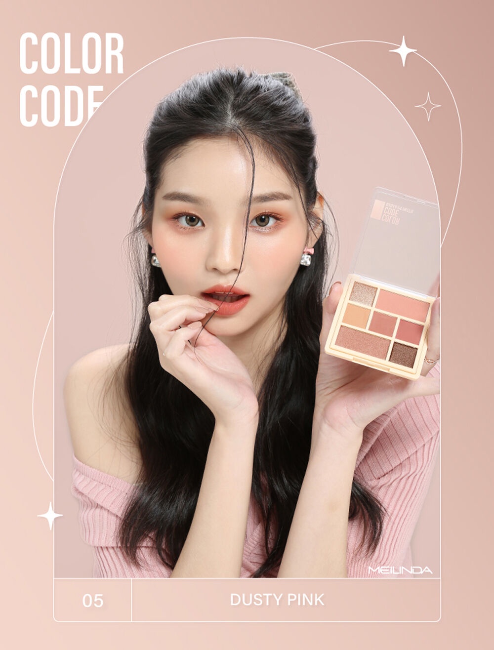 มุมมองเพิ่มเติมเกี่ยวกับ Mei Linda Color Code Blush &amp; Eye Palette 10.6g 05 Dusty Pink.