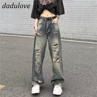 DaDulove💕 New American Ins Ripped Jeans Washed and Worn High Waist Wide Leg Pants Fashion Womens Clothing
