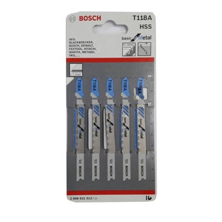 BOSCH T118A ใบเลื่อยจิ๊กซอตัดเหล็ก ตัดหนา 1-3 มิล #2608631013 (5ใบ/แผง)