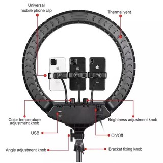 ภาพขนาดย่อของภาพหน้าปกสินค้าไฟไลฟ์สด รุ่น LED RING ขนาด 14/18/21 นิ้ว มีช่องUSBสามารถชาร์จแบตโทรศัพท์ได้ ไฟแต่งหน้า ไฟLive สด ปรับสีได้ 3 โหมด มีUSB จากร้าน dudee_shop2019 บน Shopee ภาพที่ 4