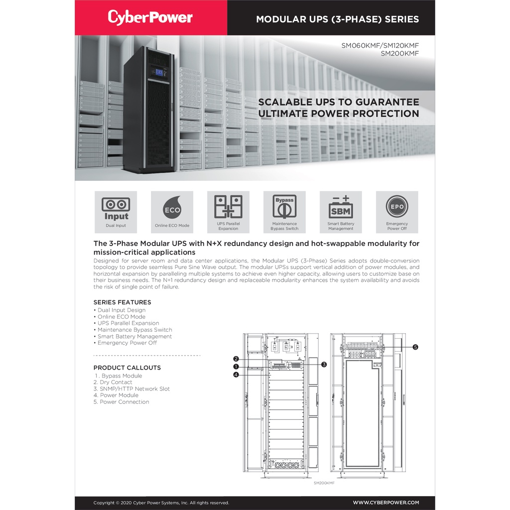 cyberpower-ups-เครื่องสำรองไฟ-อุปกรณ์สำรองจ่ายไฟ-sm-series-รุ่น-sm200kdf-200kva-dust-filter-รับประกันศูนย์-2-ปี