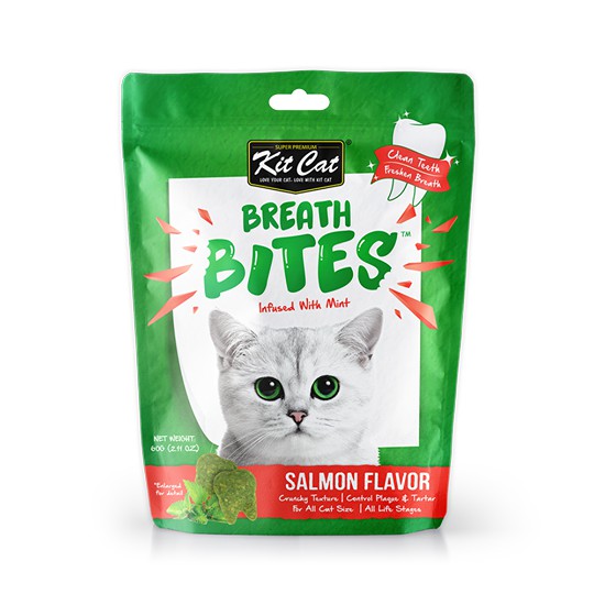 ภาพหน้าปกสินค้าKitcat Breath Bites ขนมขัดฟันแมว ลดคราบหินปูนและกลิ่นปาก หลากรส 60 กรัม จากร้าน anyadamimikump บน Shopee