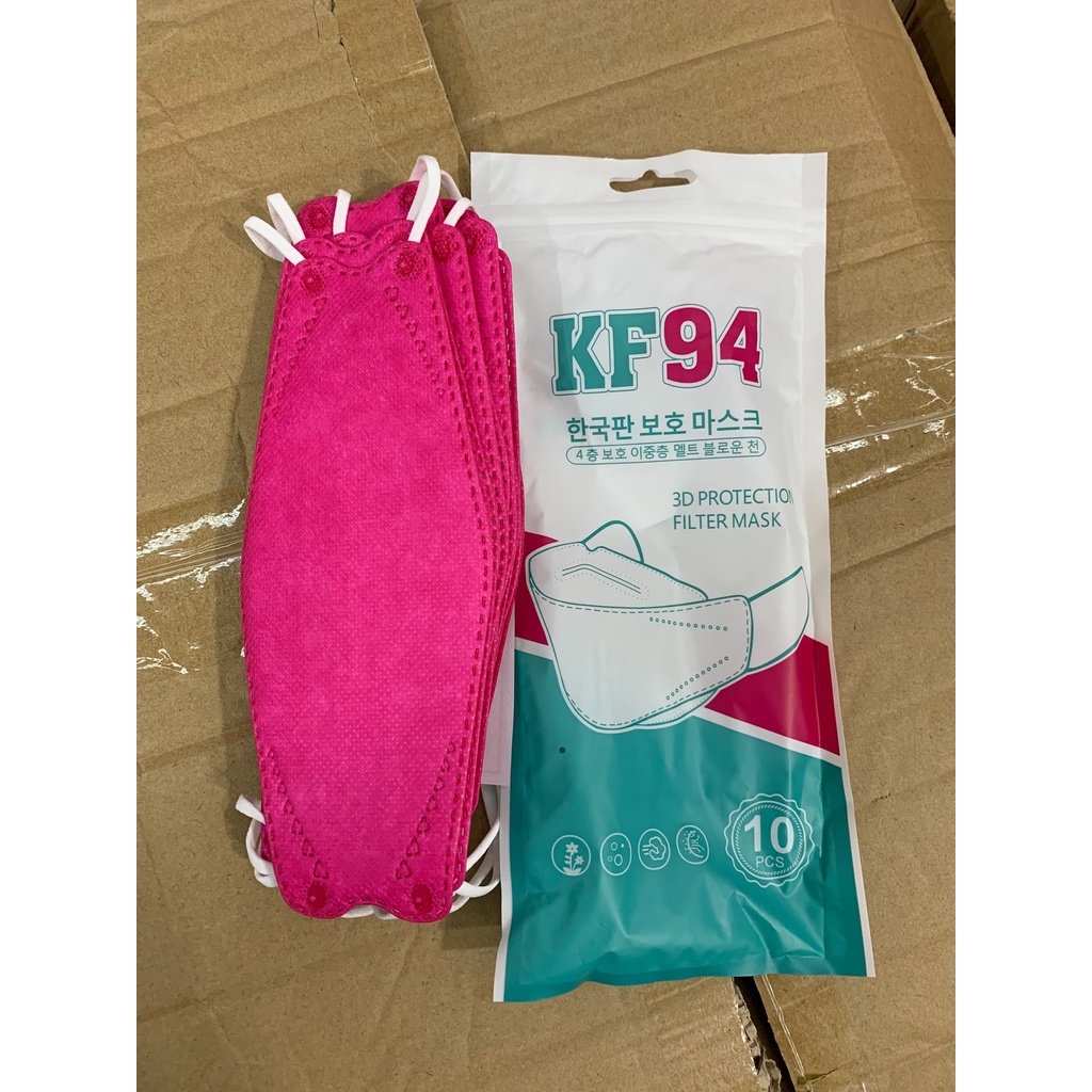 ภาพหน้าปกสินค้าKF 94 3DPROTECTION FILTER MASK หน้ากากอนามัย ทีปิดปาก ขนาดบรรจุ 10 ชิ้น/1 แพ็ค สีบานเย็น