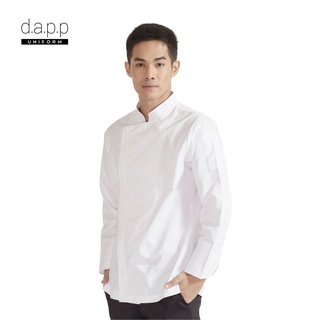 สินค้า dapp Uniform เสื้อเชฟ แบบซิป แขนยาว Jeff White Zipper Longsleeves Chef Jacket สีขาว(TJKW1004)