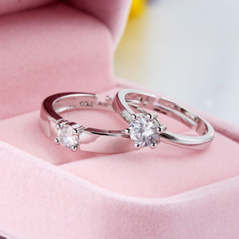 ภาพหน้าปกสินค้าแหวนแต่งงาน แหวนเงิน Cubic Zirconia คลาสสิก หรูหรา