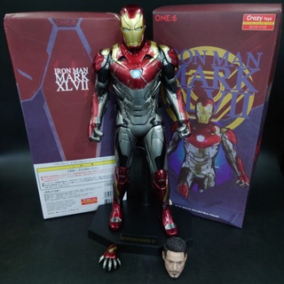 พร้อมส่ง💥 โมเดล IronMan Mark 47 ขนาด 1/6 หรือ 30 Cm เปลี่ยนหัวเป็นโทนี่ได้ เปลี่ยนมือได้ งาน Crazy Toys ตัวใหญ่ ราคาถูก