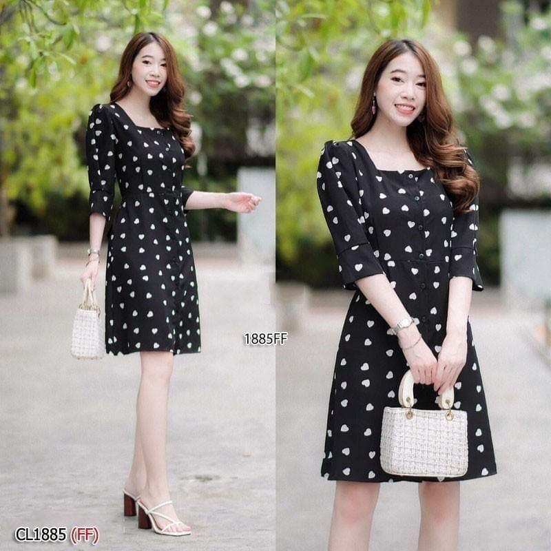 dress-เดรสสั้นติดกระดุมหน้า-ปลายแขนติดกระดุม