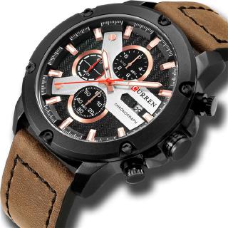 Watch Men Sports Chronograph Quartz Wrist Watches Hot Fashion Brand CURREN Leather Relog Hombre Water Resistence With Ca